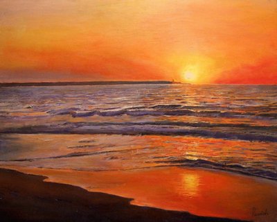 Sunset and Tranquility by Kevin Guild of Railway Artist Parrish